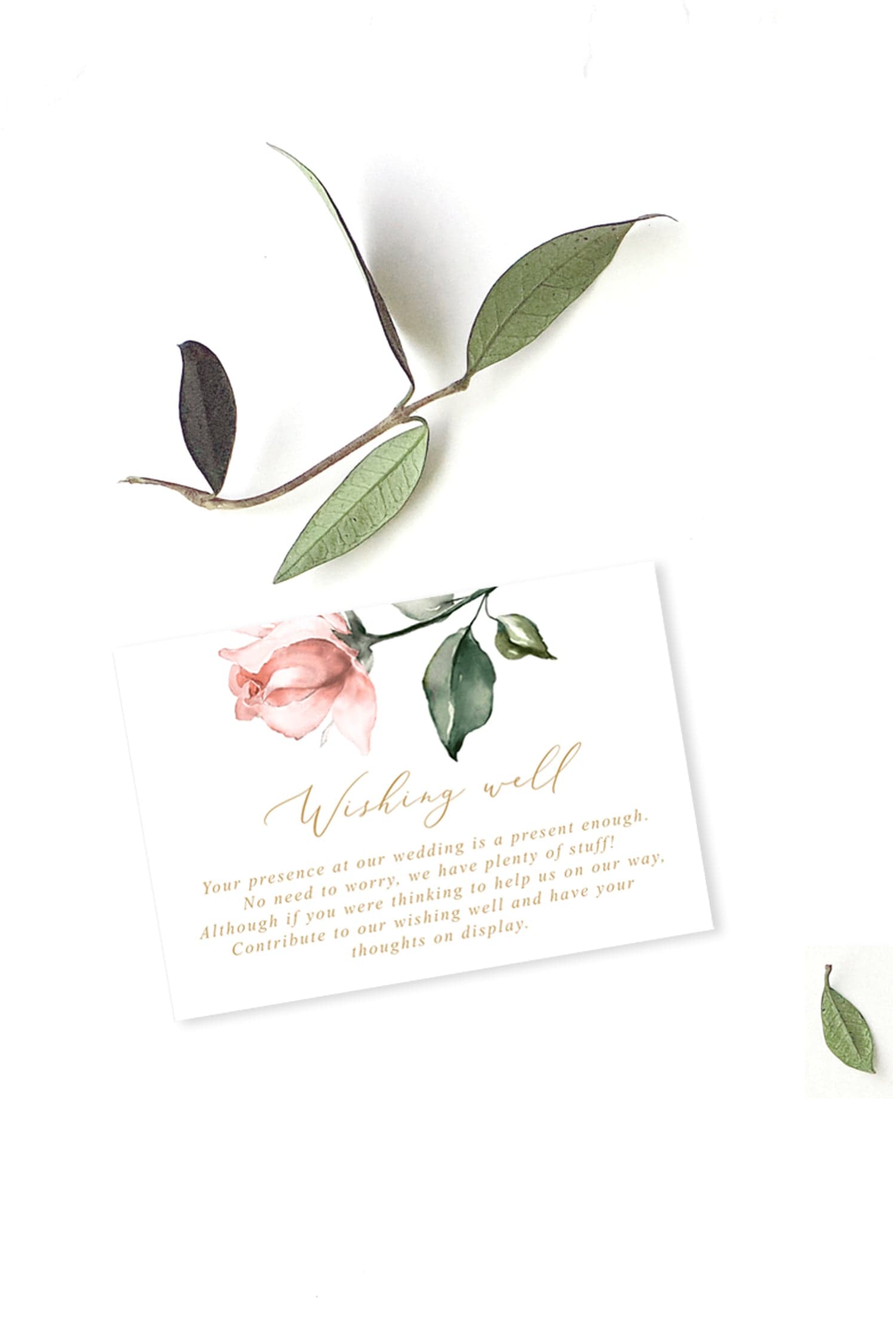 Blush Floral Wishing Well Card Template