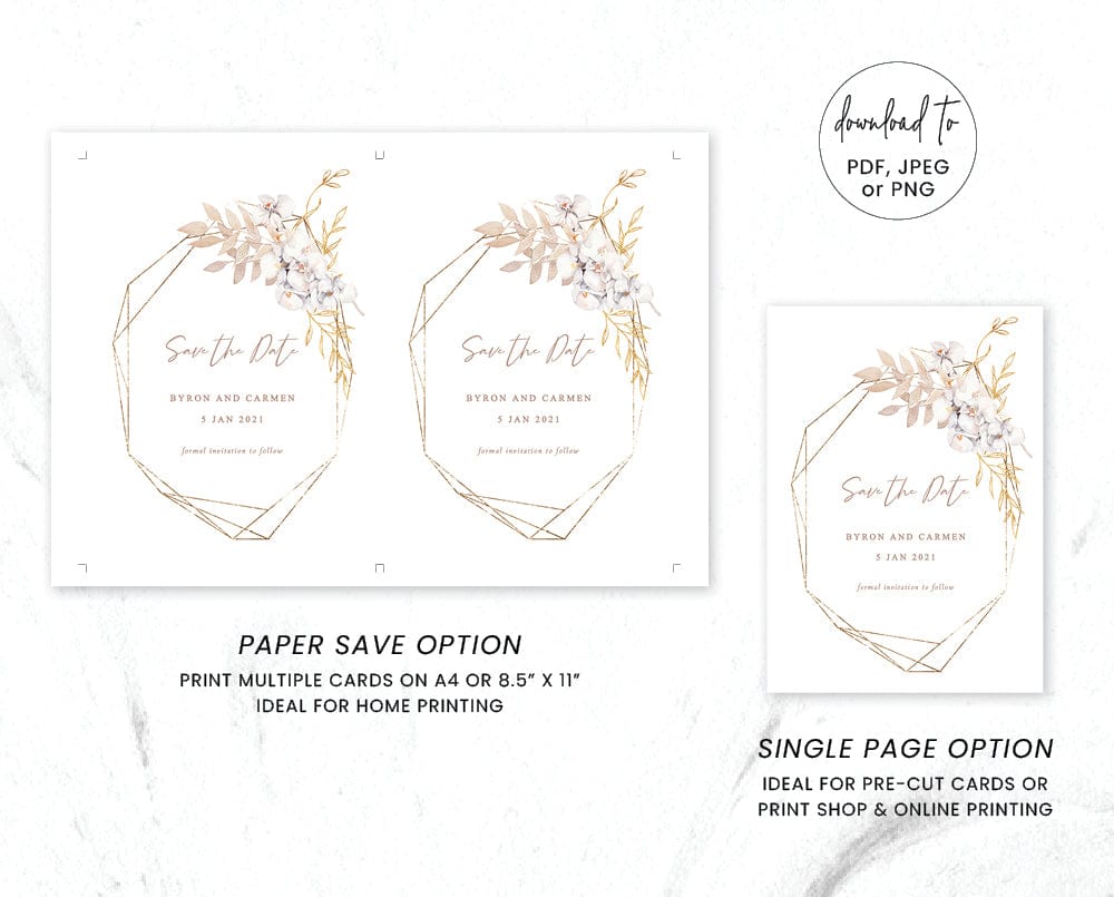 Bohemian Wedding Save The Date Card Template