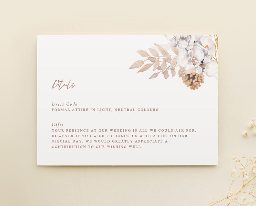 boho wedding details card