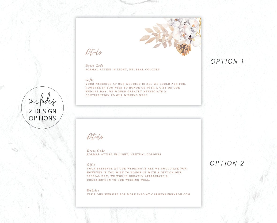 Boho Wedding Details Card Template