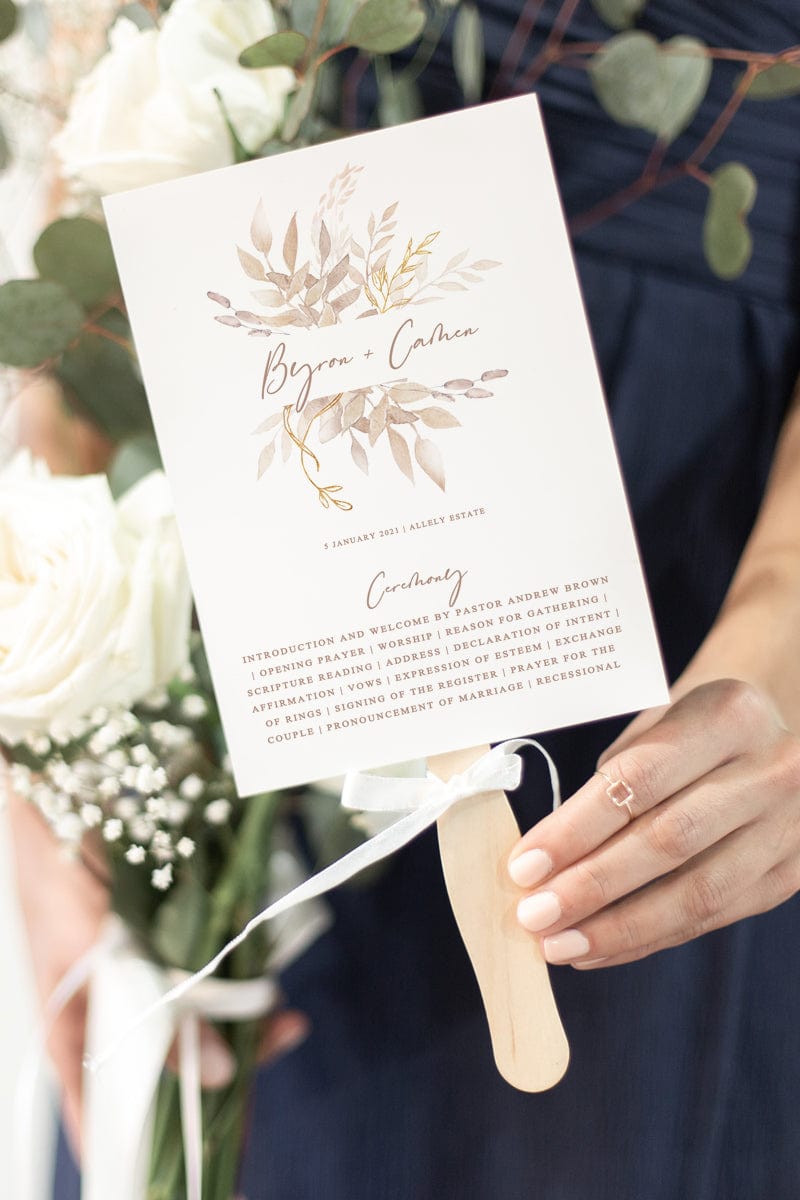 Boho Wedding Fan Program Template