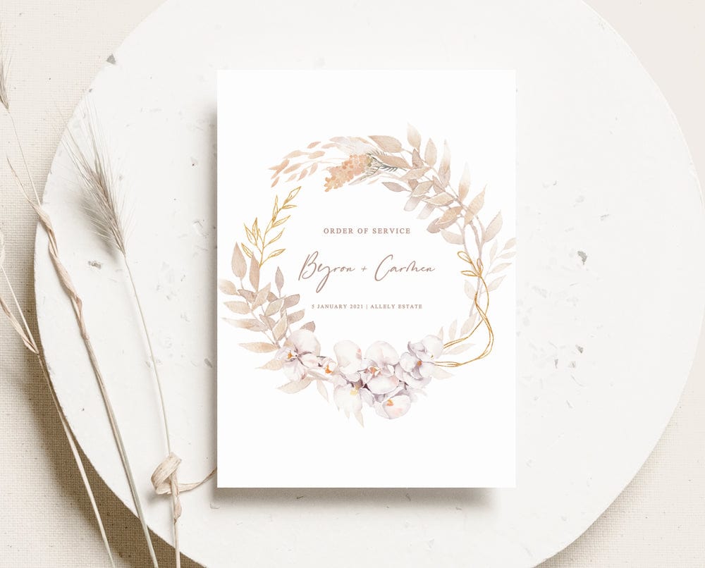 Boho Wedding Folded Ceremony Program Template