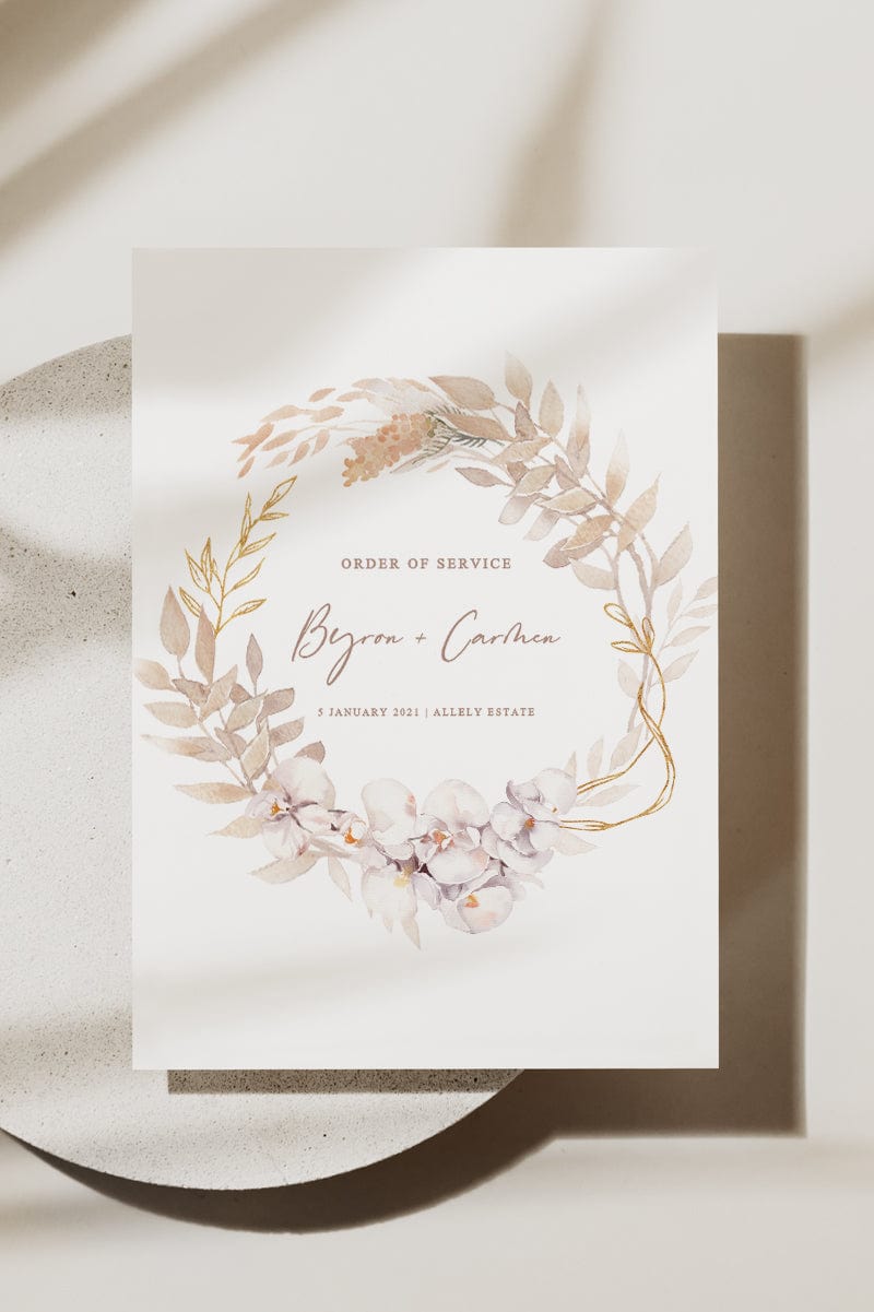 Boho Wedding Folded Ceremony Program Template