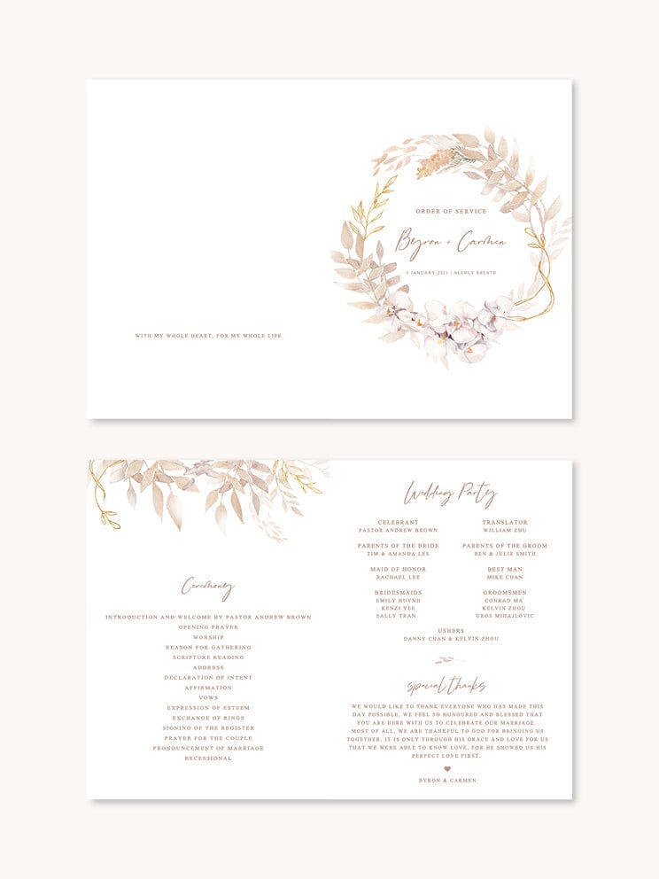 Boho Wedding Folded Ceremony Program Template