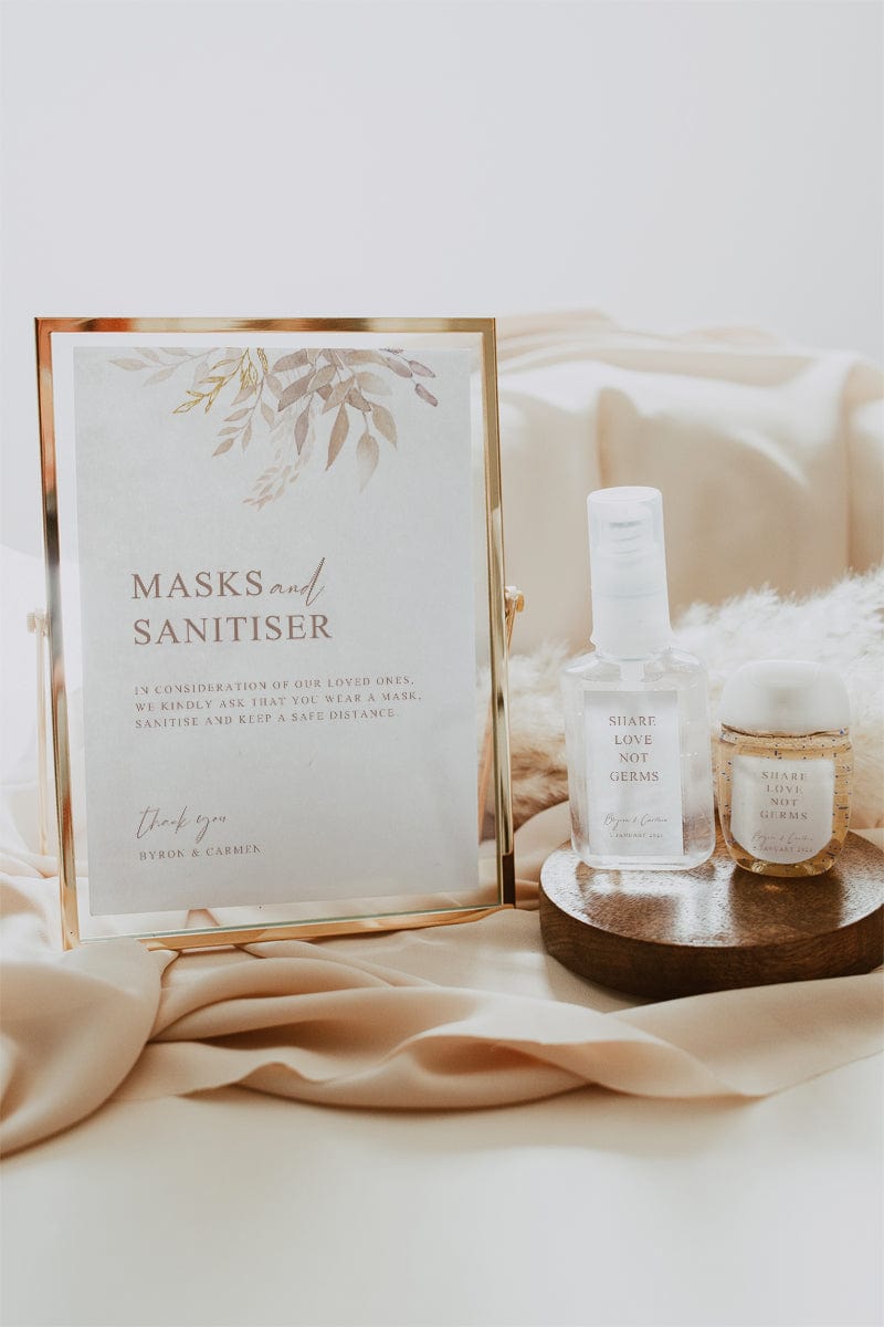 Boho Wedding Hand Sanitiser Signage and Labels