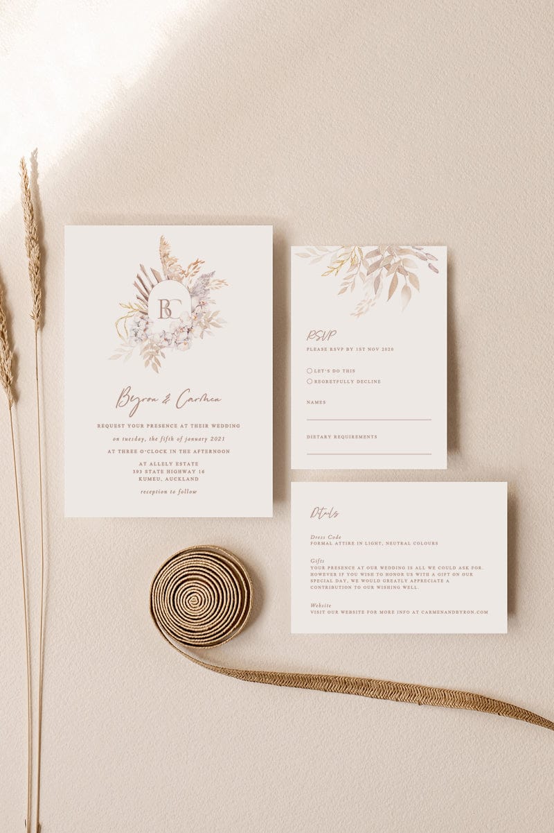 bohemian wedding invitation