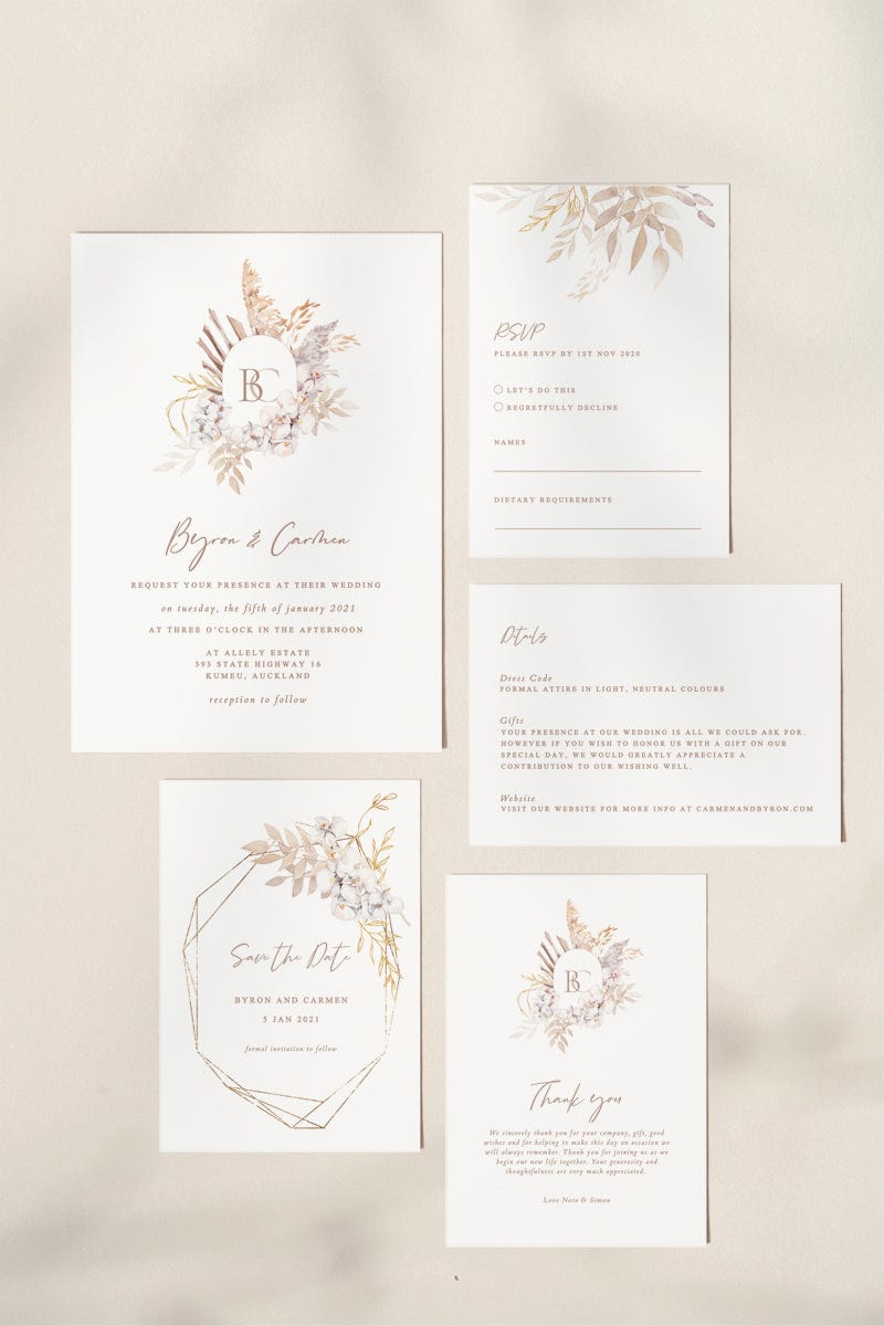 Boho Wedding Invitation Suite