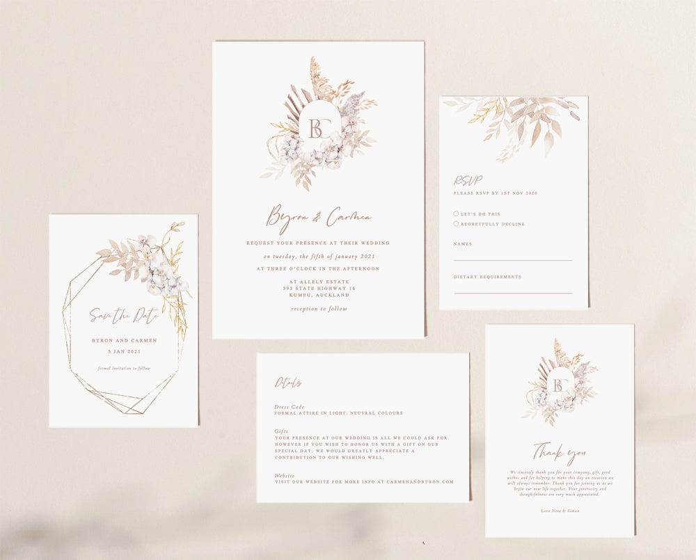 Boho Wedding Invitation Suite