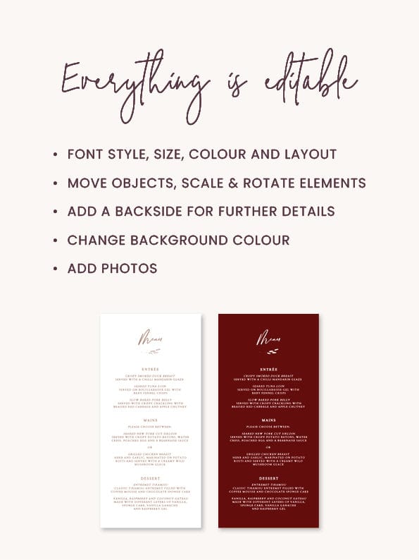 Boho Wedding Menu Template