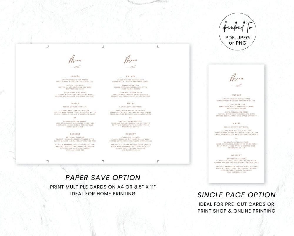 Boho Wedding Menu Template