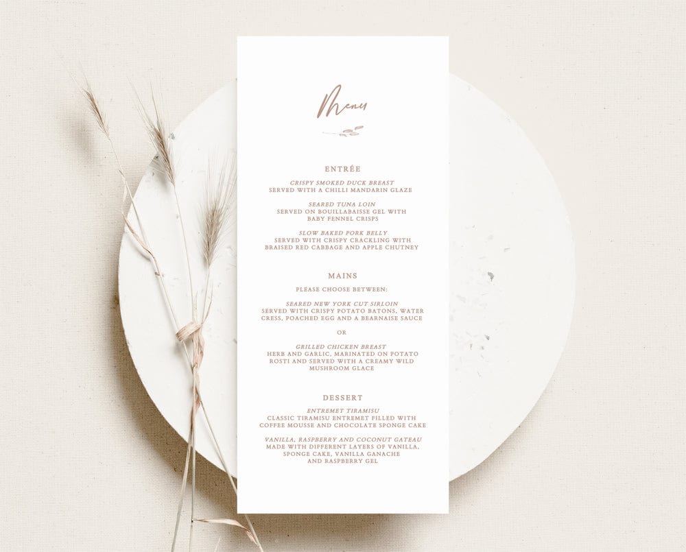 Boho Wedding Menu Template