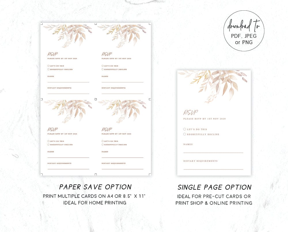 Boho Wedding RSVP Card Template