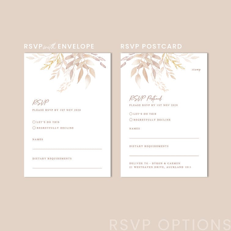 Boho Wedding RSVP Card Template