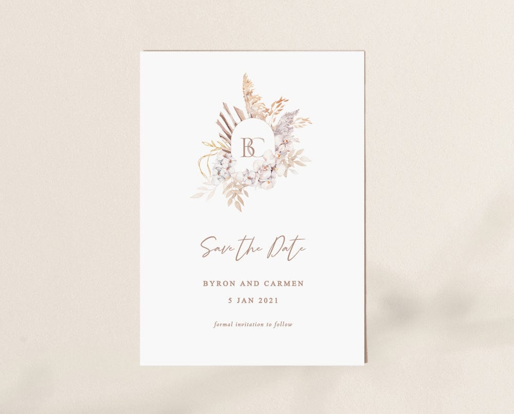 Boho Wedding Save The Date Card Template