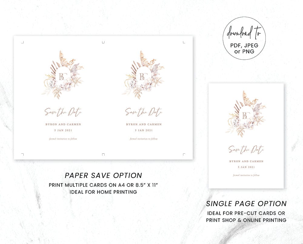 Boho Wedding Save The Date Card Template