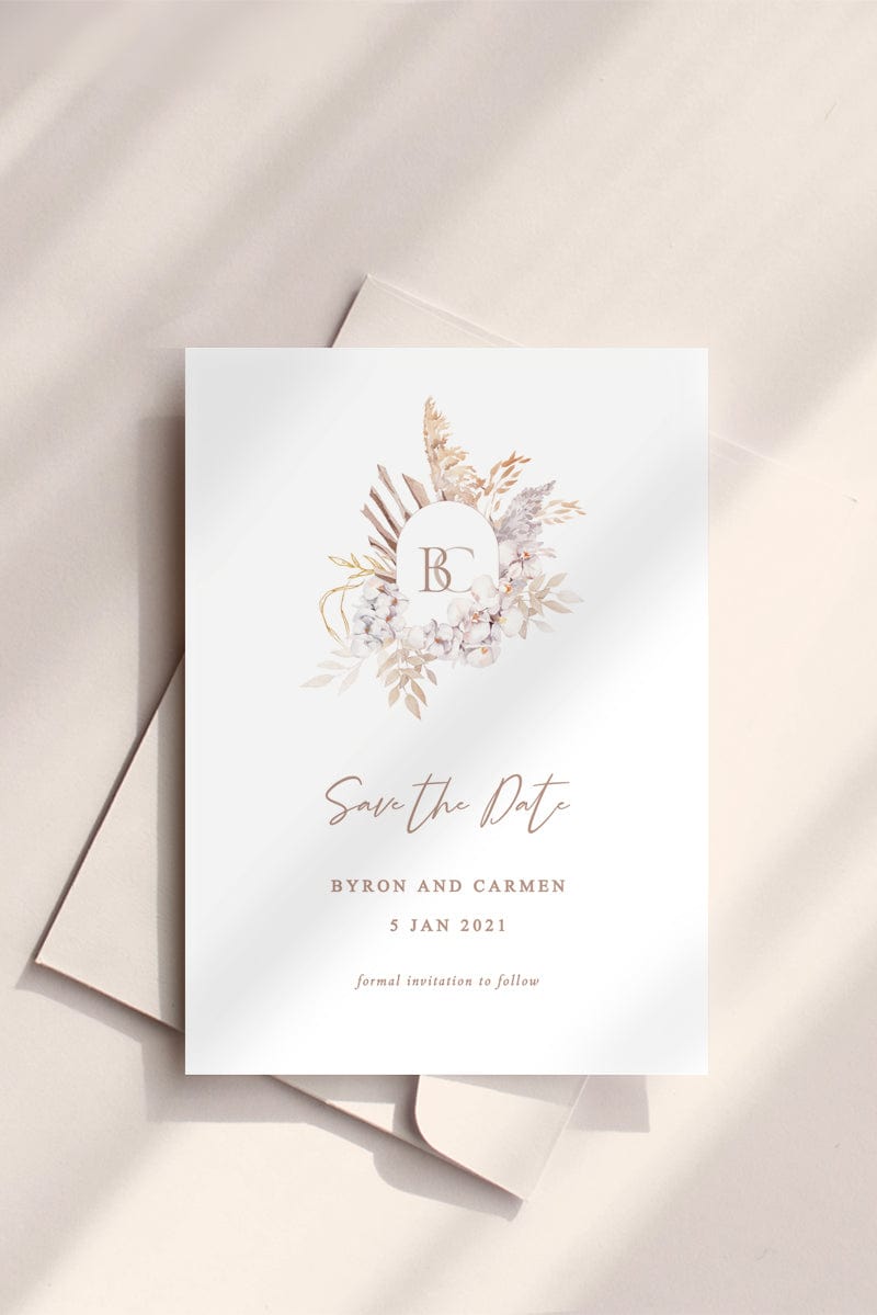 Boho Wedding Save The Date Card Template