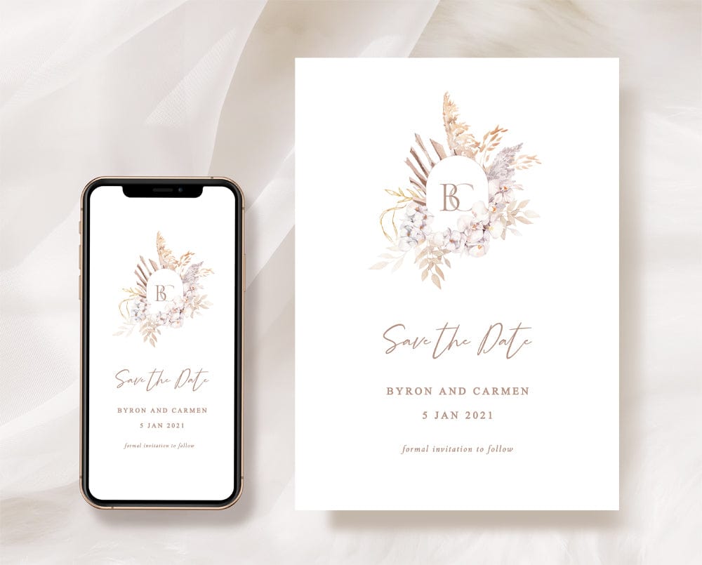 Boho Wedding Save The Date Card Template