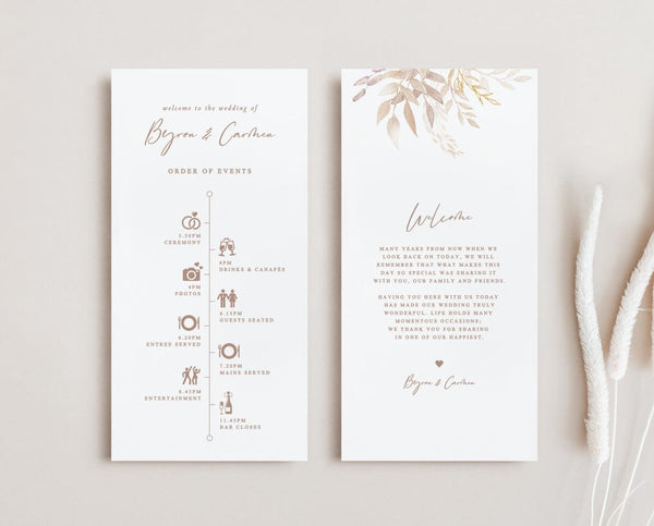 Boho Wedding Schedule & Timeline Template – TimberWink Studio AU