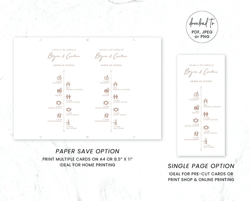 Boho Wedding Schedule Template