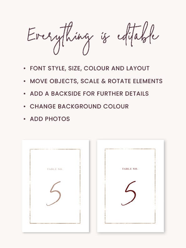 Boho Wedding Table Number Card Template