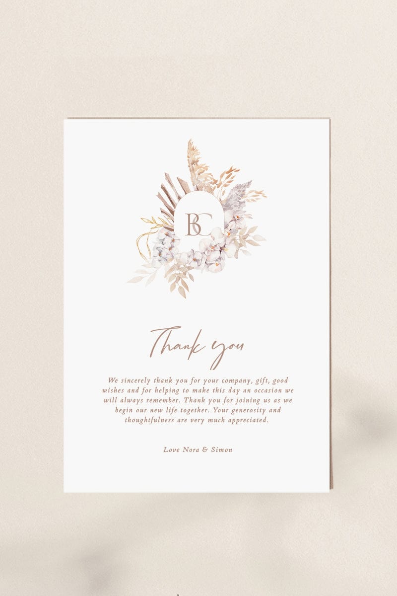 Boho Wedding Thank You Card Template