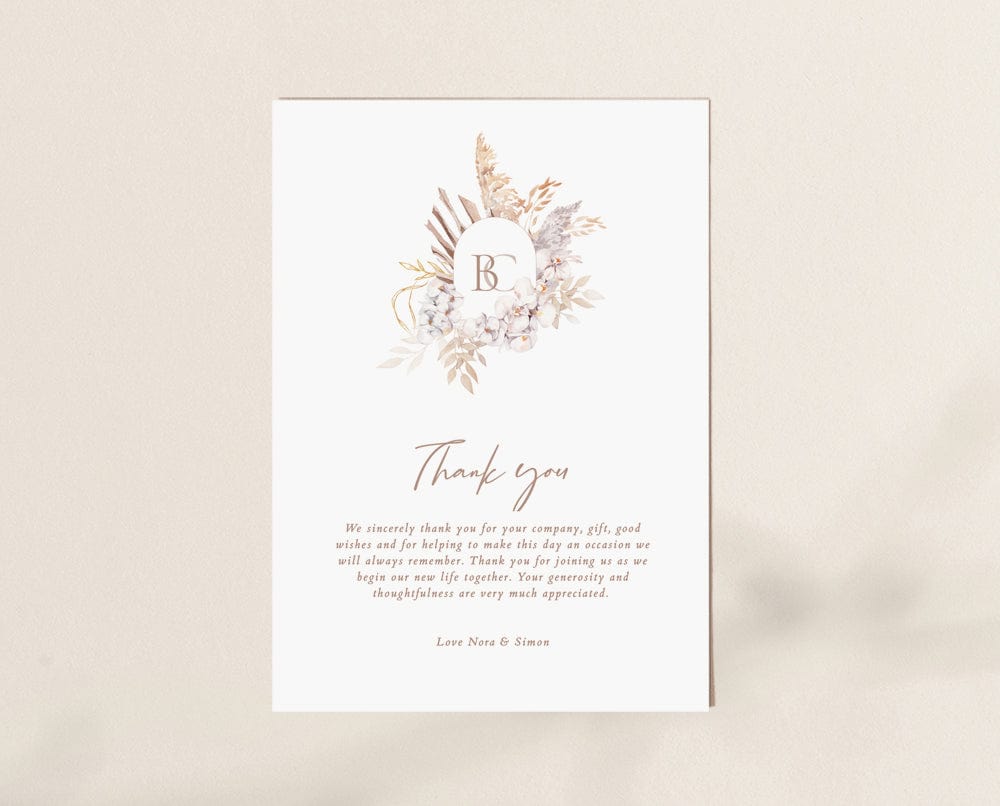 Boho Wedding Thank You Card Template