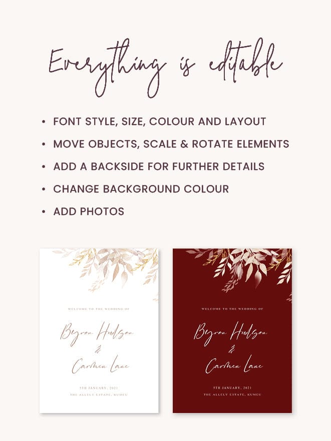 Boho Wedding Welcome Sign Template