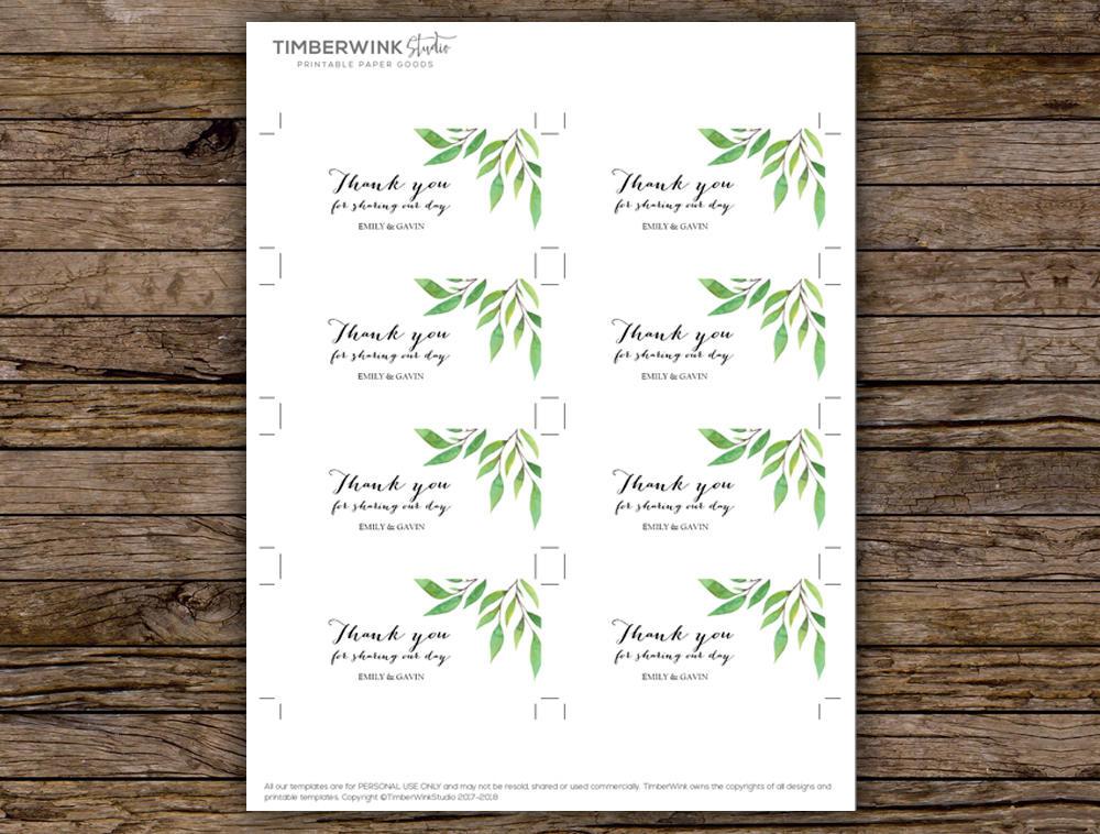 Botanical Wedding Favor Tag Printable Template