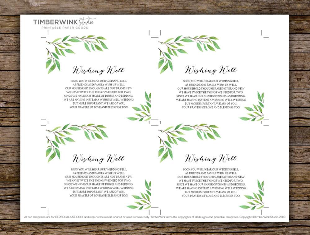 Botanical Wedding Information Card Printable Template