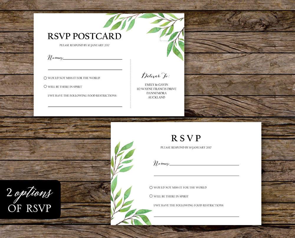 Botanical Wedding Invitations Printable Suite Instant Download