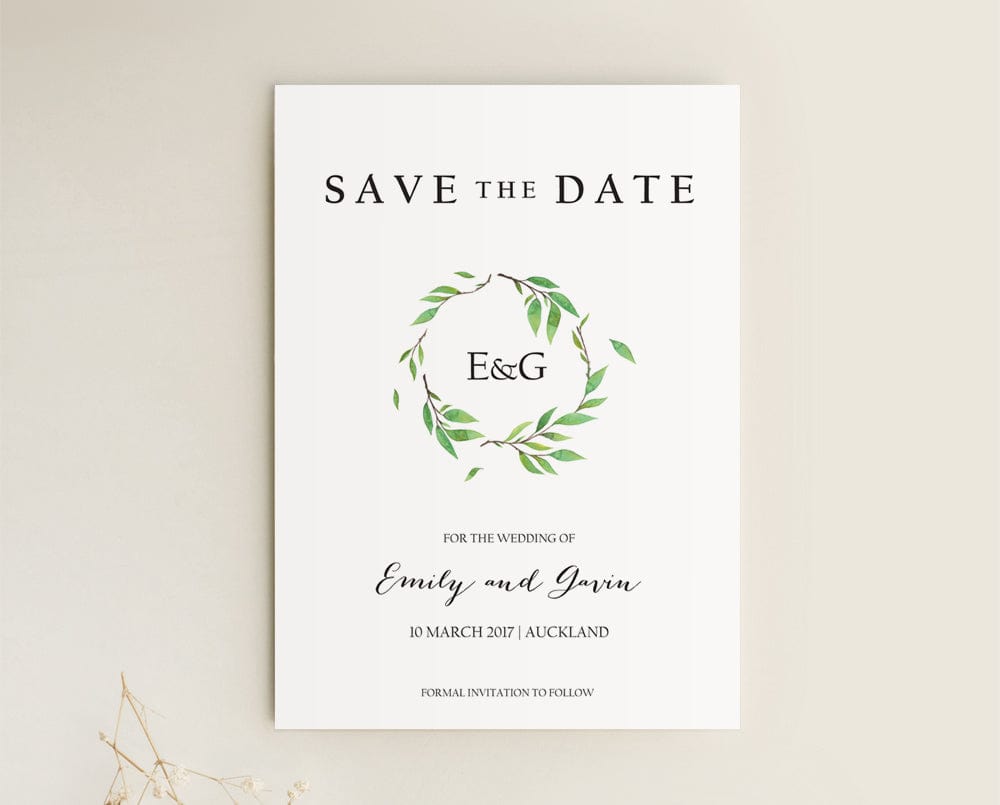 Botanical Wedding Save The Date Card Template