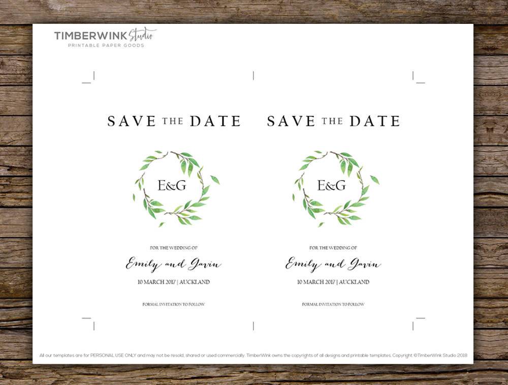 Botanical Wedding Save The Date Card Template