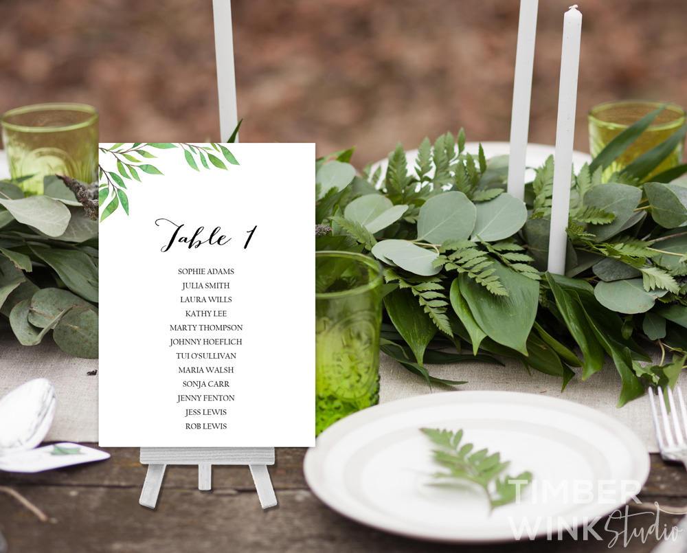 Botanical Wedding Seating Plan Printable Template