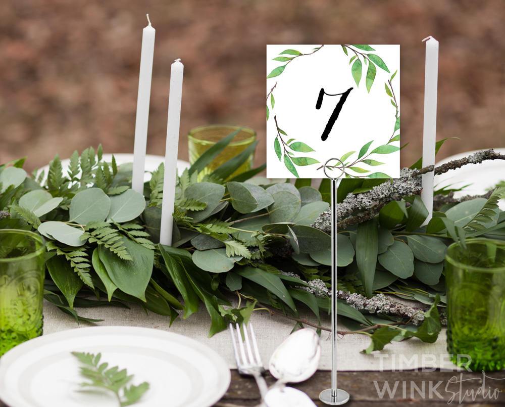 Botanical Wedding Table Number Card Printable Template