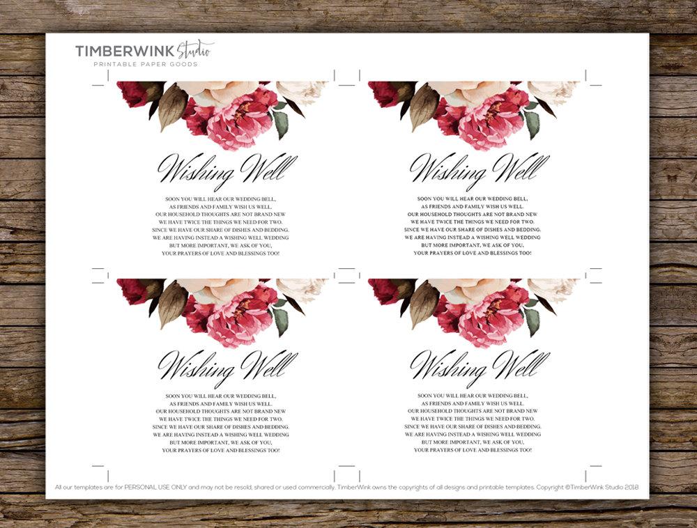 Burgundy Floral Details Card Printable Template