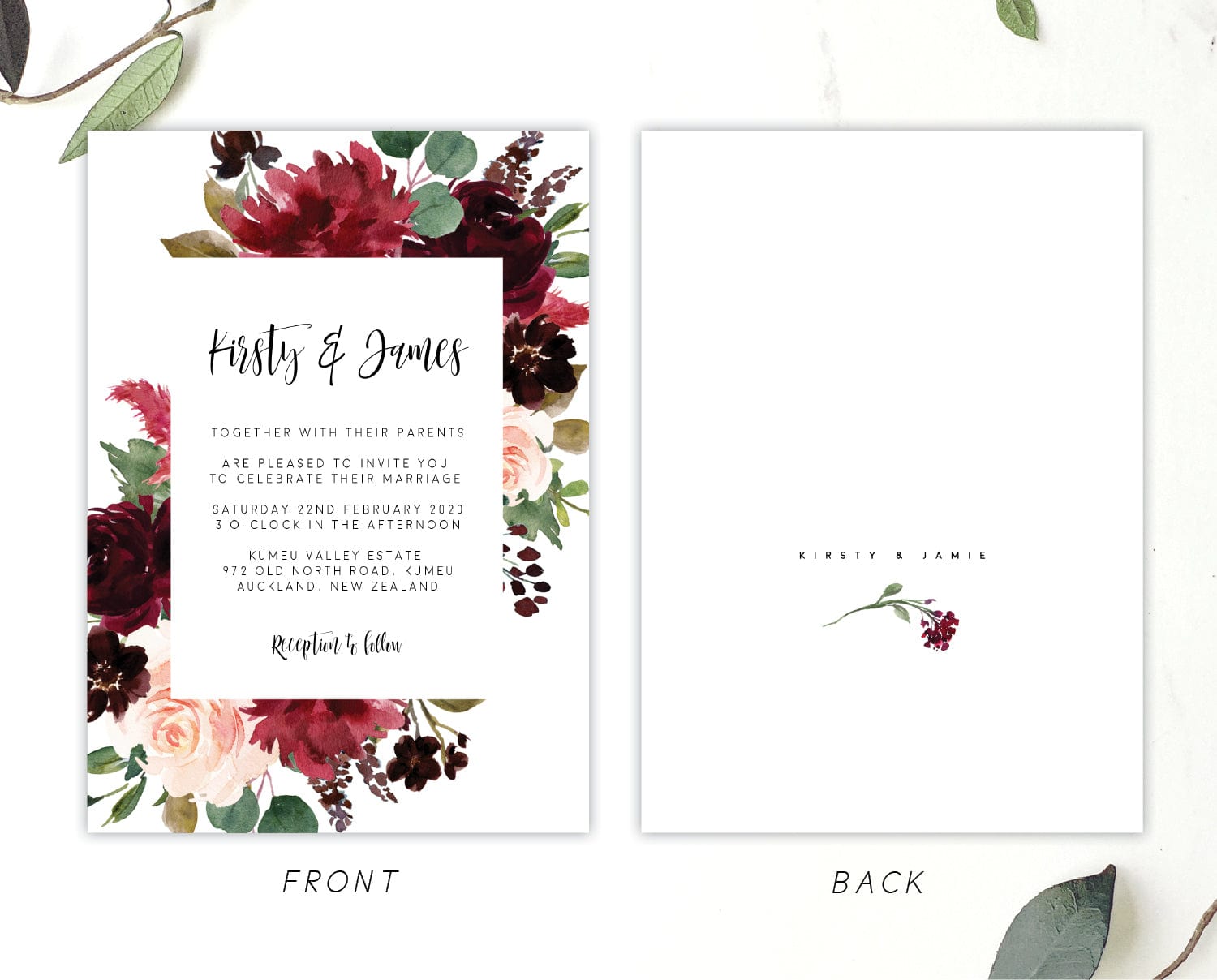 Burgundy Wedding Invitation Set