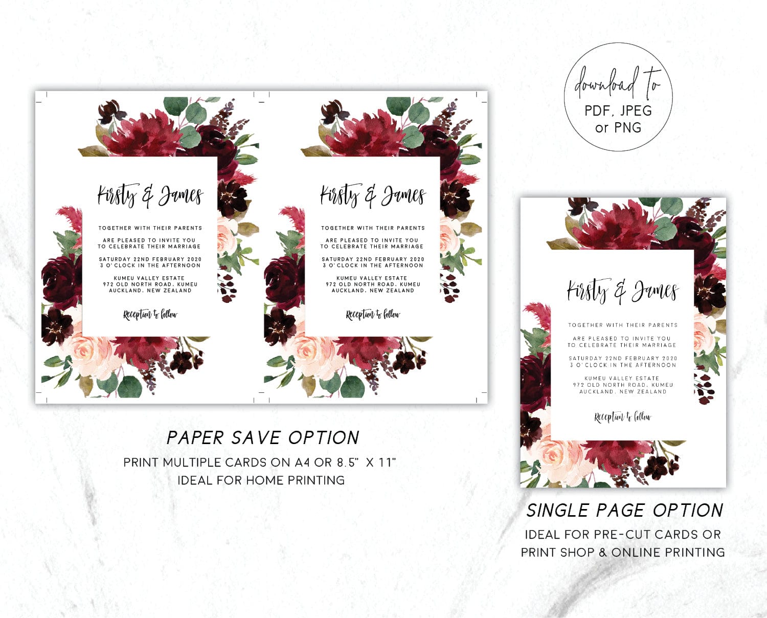 Burgundy Wedding Invitation Set