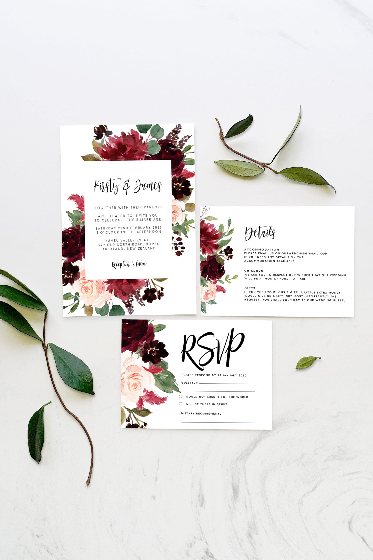 Marsala Wedding Invitation