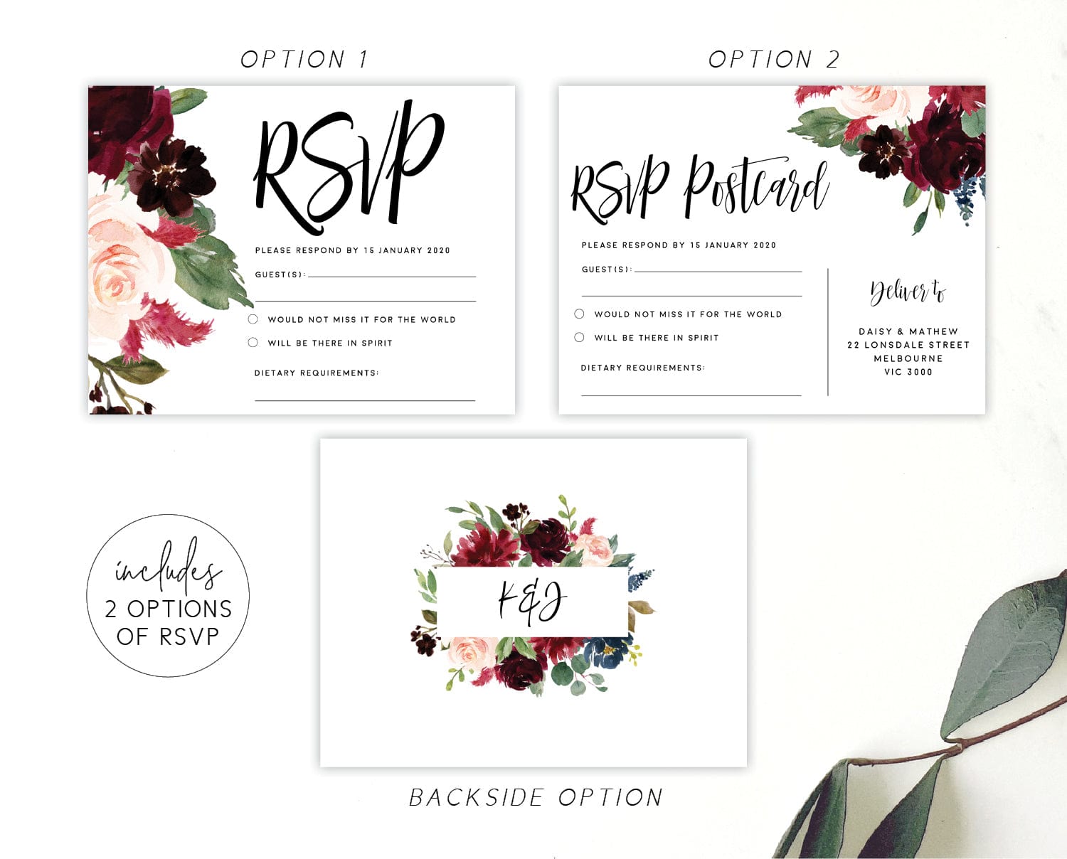 Burgundy Wedding Invitation Set