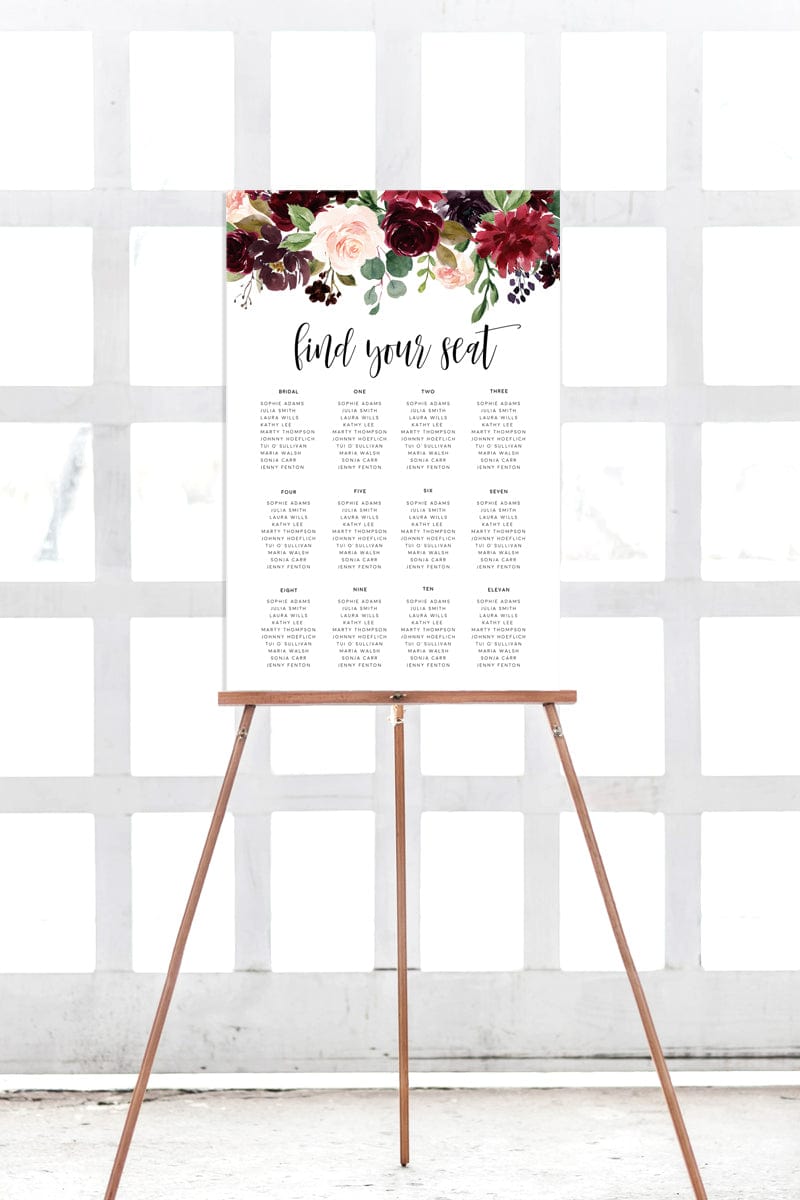 Marsala Wedding Seating Plan