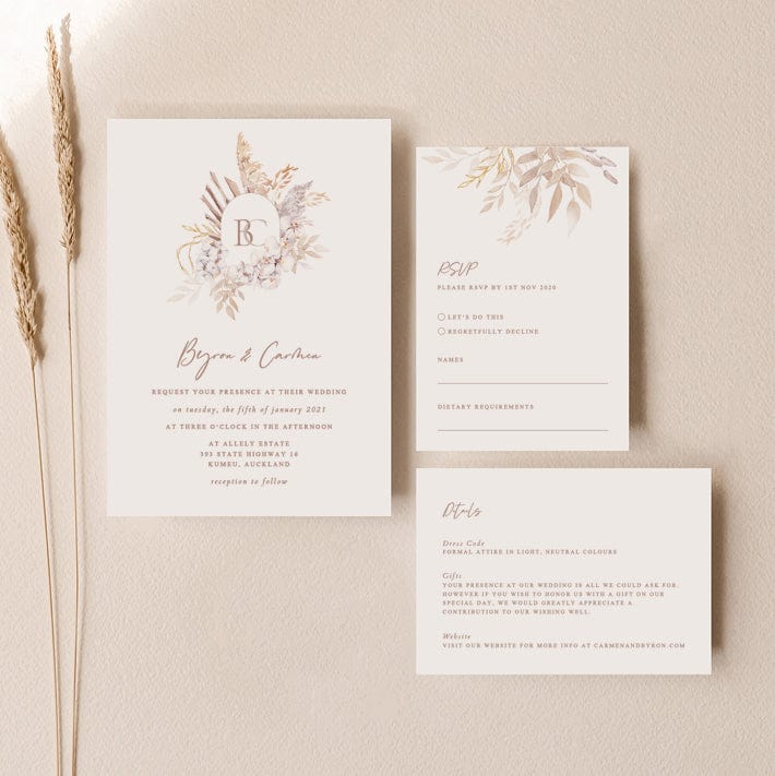 bohemian wedding invitations