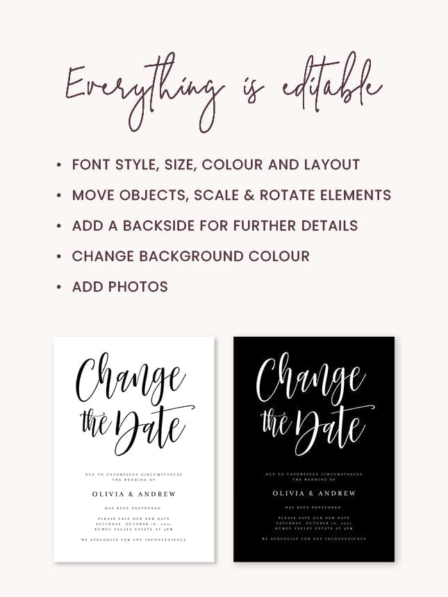 Change The Date Wedding Cards