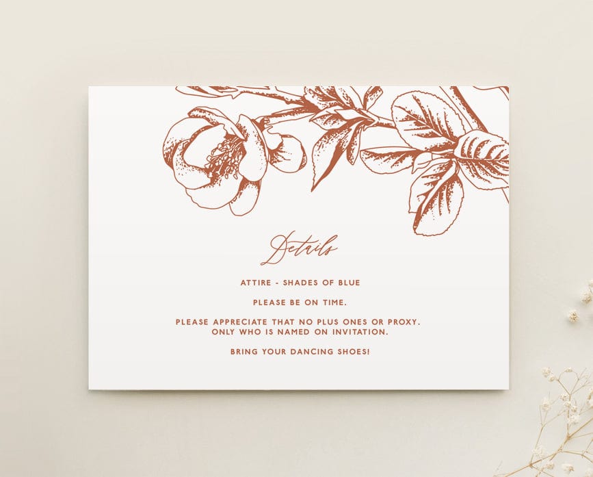 Cherry Blossom Wedding Details Card Template