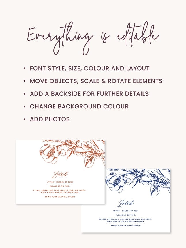 Cherry Blossom Wedding Details Card Template