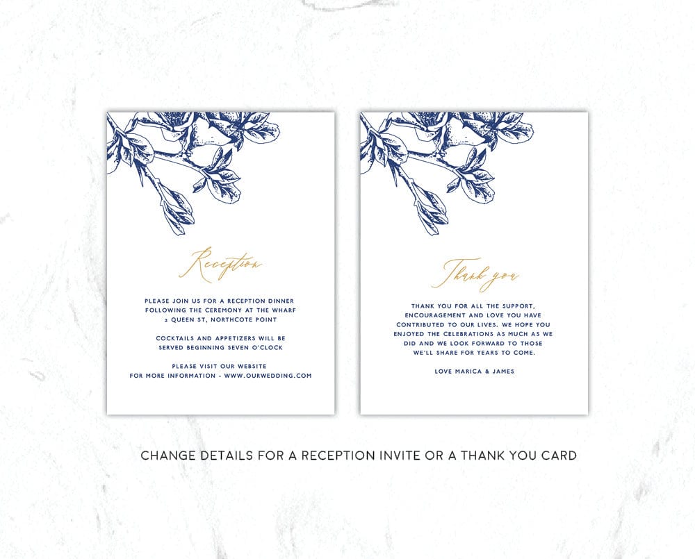 Cherry Blossom Wedding Reception Invitation Card