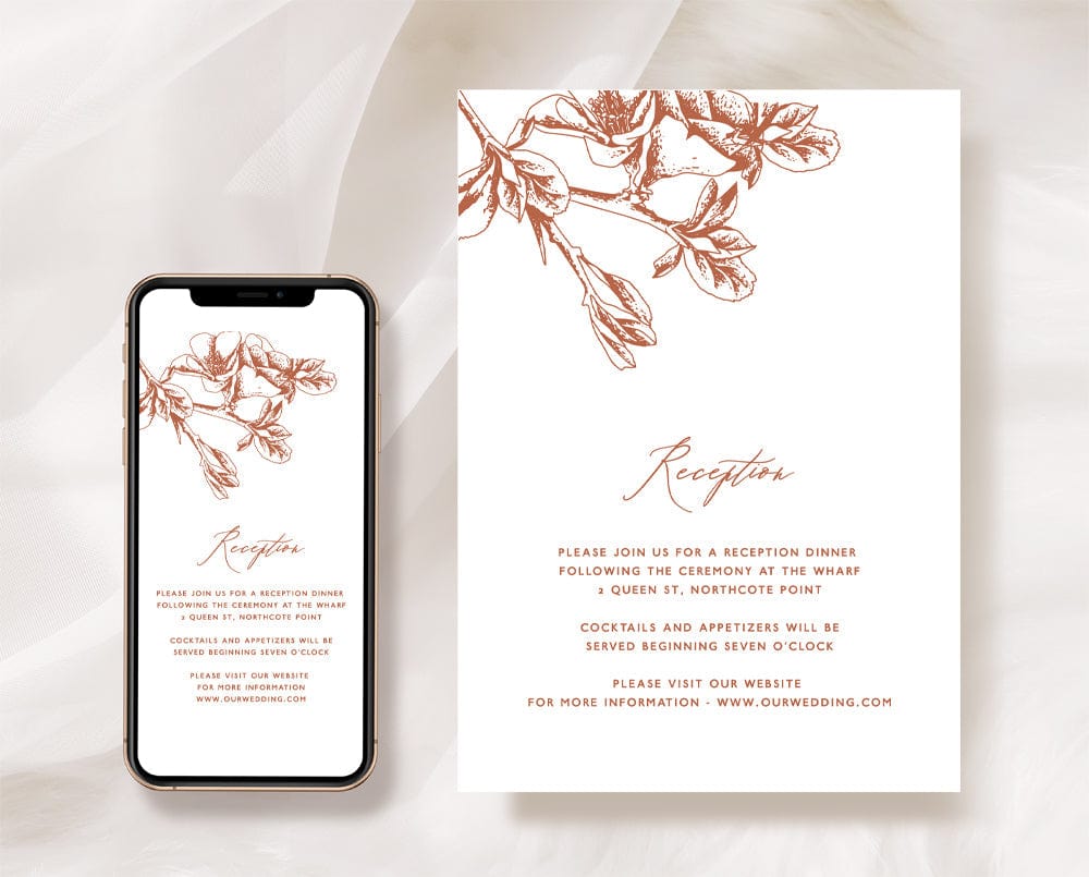 Cherry Blossom Wedding Reception Invitation Card