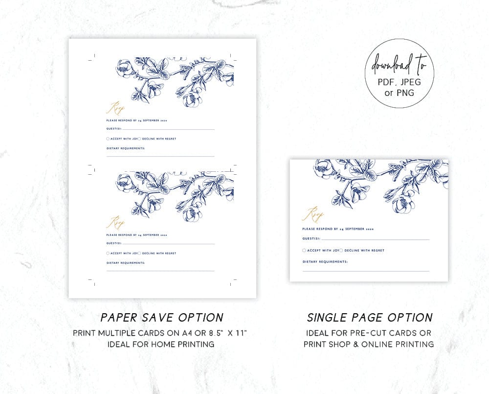 Cherry Blossom Wedding RSVP Card Template