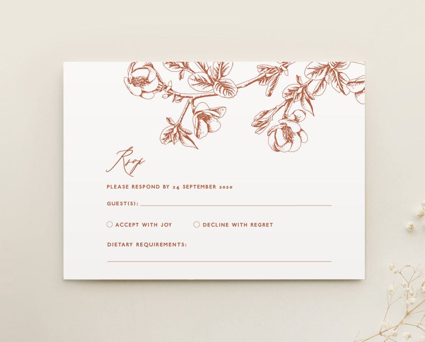 Cherry Blossom Wedding RSVP Card Template