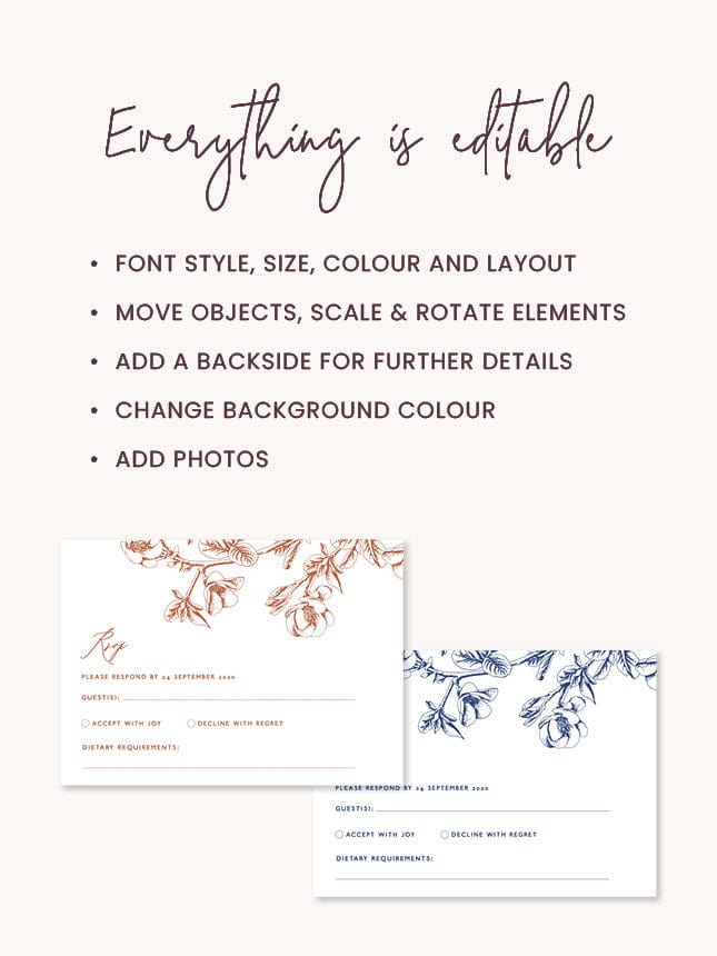 Cherry Blossom Wedding RSVP Card Template