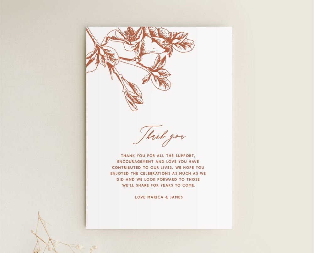 Cherry Blossom Wedding Thank You Card Template